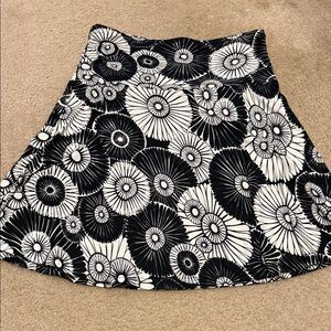 H&M Black and White Floral A-Line Skirt